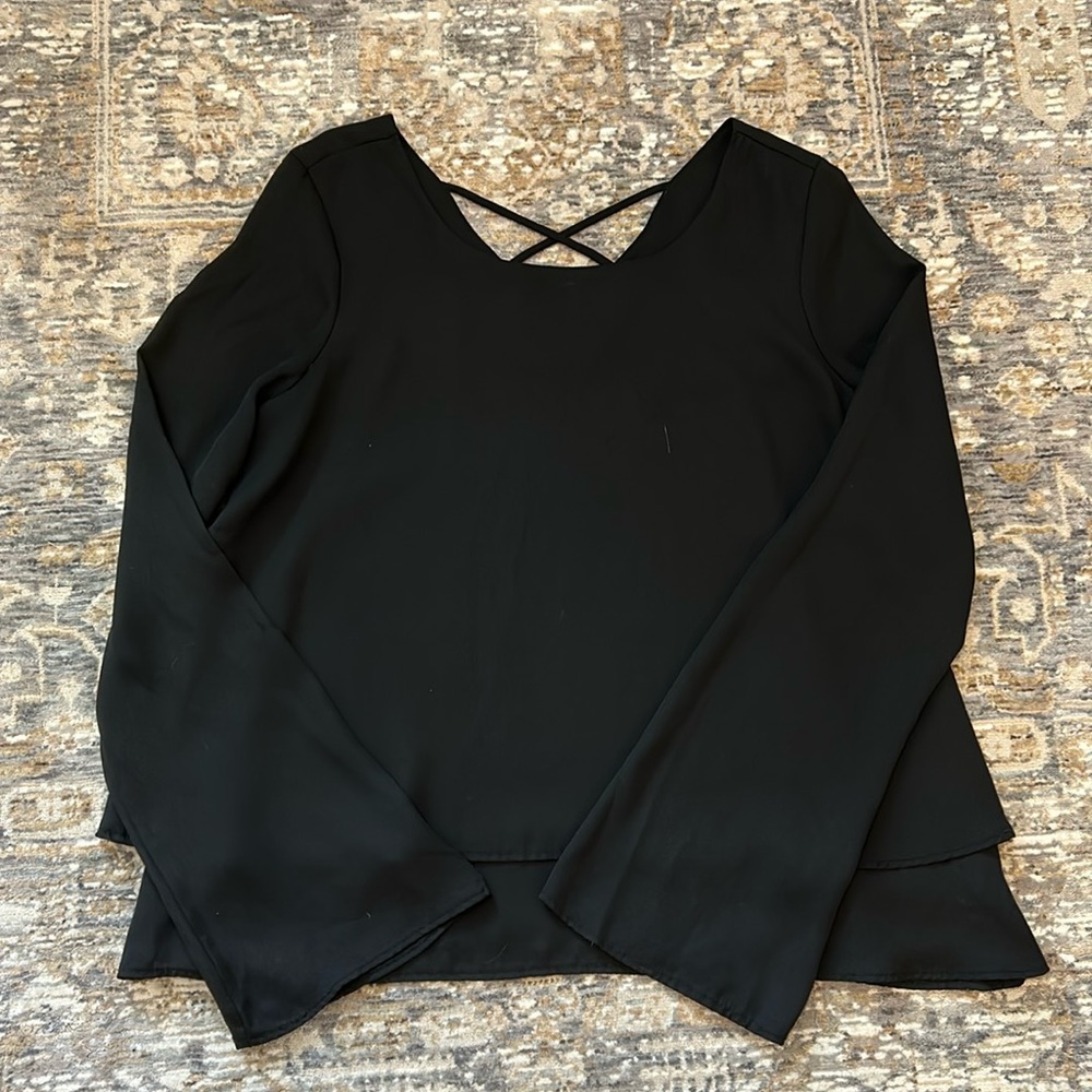Black blouse with flare sleeve